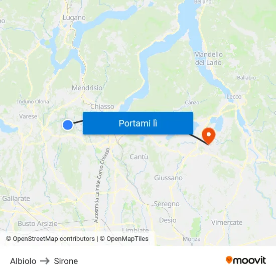 Albiolo to Sirone map