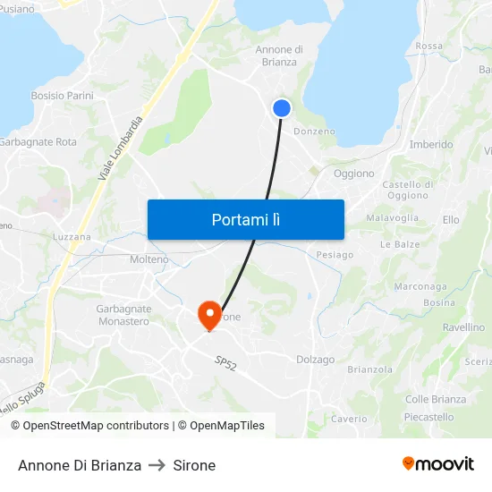 Annone Di Brianza to Sirone map