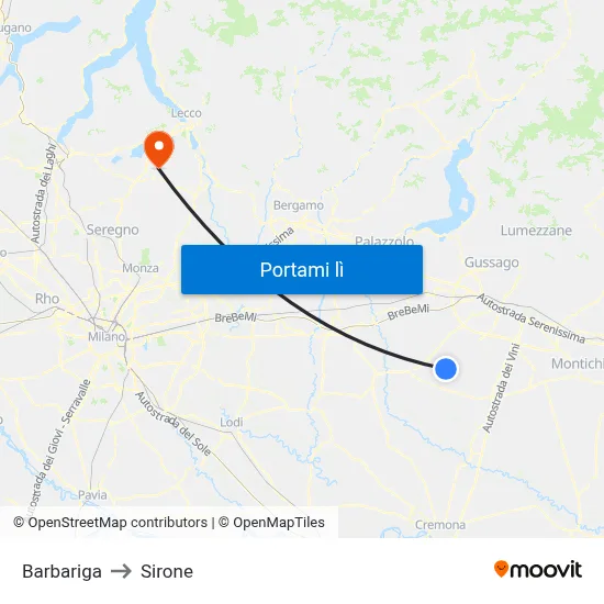 Barbariga to Sirone map