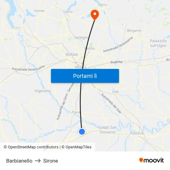 Barbianello to Sirone map