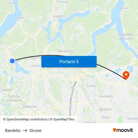 Bardello to Sirone map
