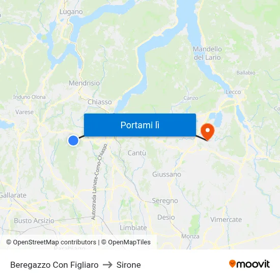 Beregazzo Con Figliaro to Sirone map
