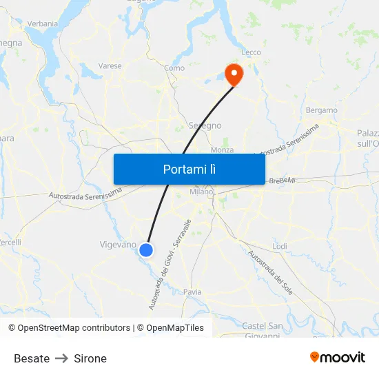 Besate to Sirone map