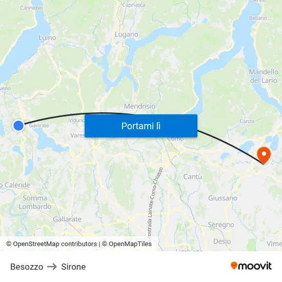 Besozzo to Sirone map