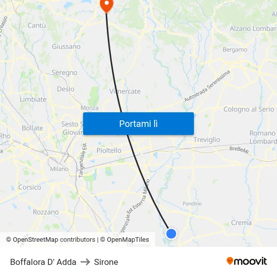 Boffalora D' Adda to Sirone map