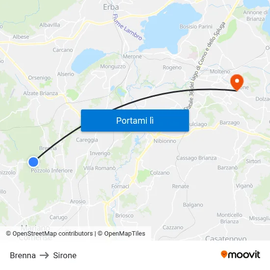Brenna to Sirone map