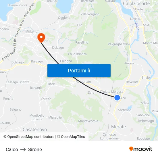 Calco to Sirone map