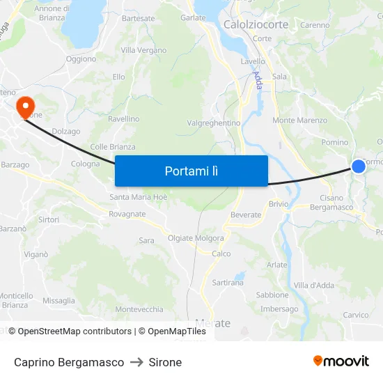 Caprino Bergamasco to Sirone map