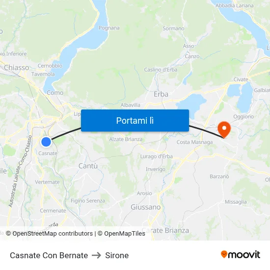 Casnate Con Bernate to Sirone map