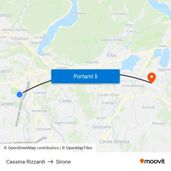 Cassina Rizzardi to Sirone map