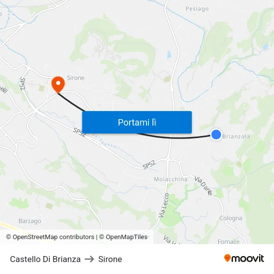 Castello Di Brianza to Sirone map