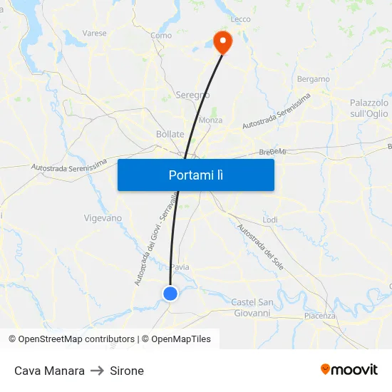 Cava Manara to Sirone map