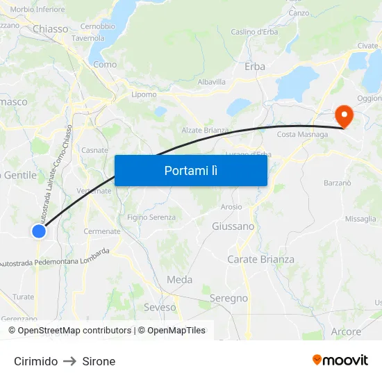Cirimido to Sirone map