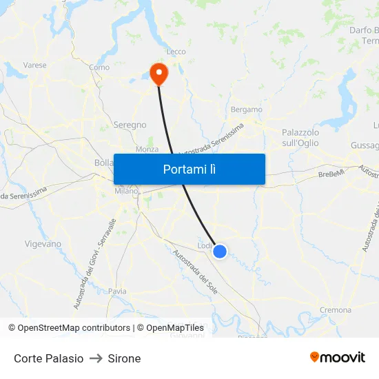 Corte Palasio to Sirone map