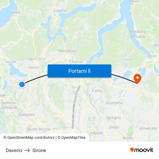 Daverio to Sirone map