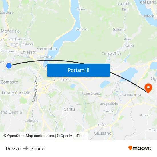 Drezzo to Sirone map