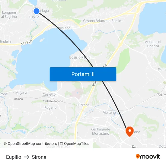Eupilio to Sirone map