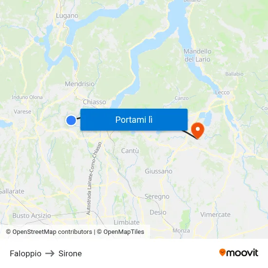 Faloppio to Sirone map