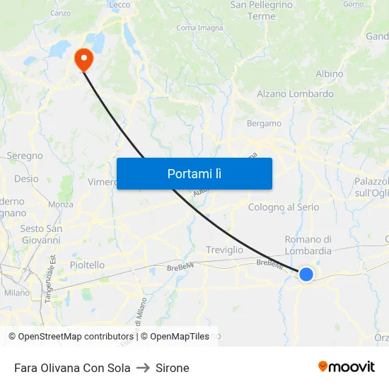 Fara Olivana Con Sola to Sirone map