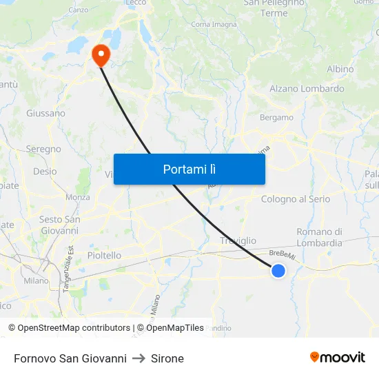 Fornovo San Giovanni to Sirone map