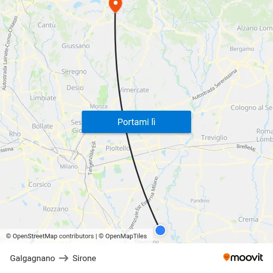 Galgagnano to Sirone map