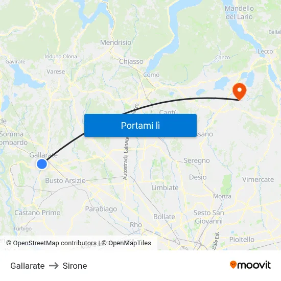 Gallarate to Sirone map