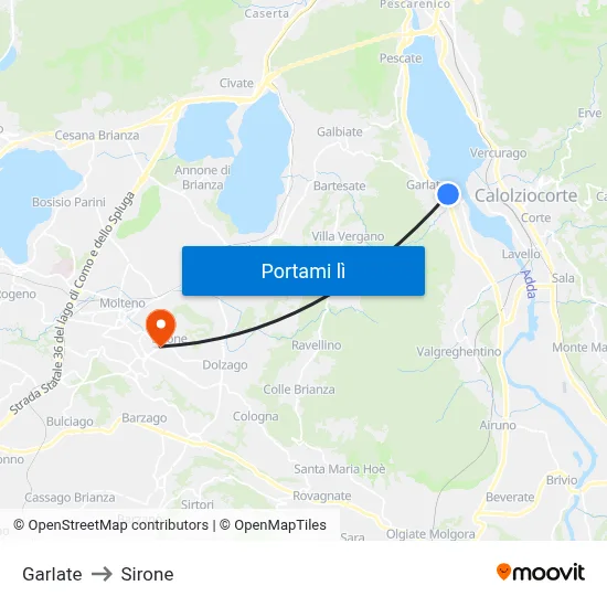 Garlate to Sirone map