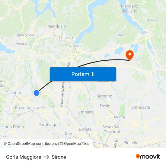 Gorla Maggiore to Sirone map