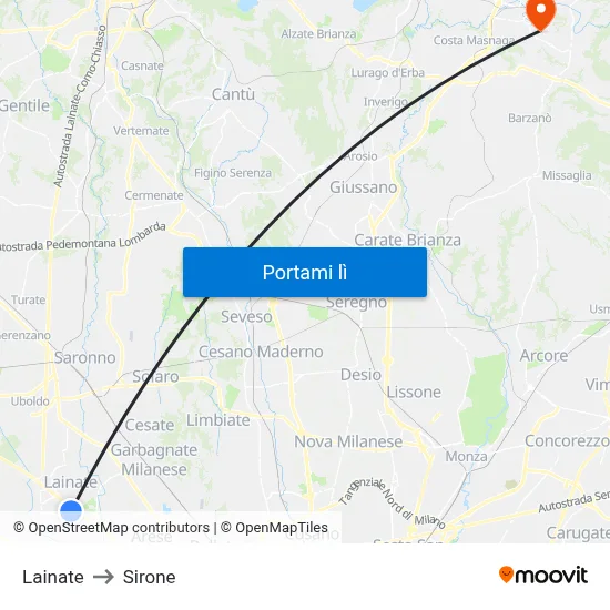 Lainate to Sirone map