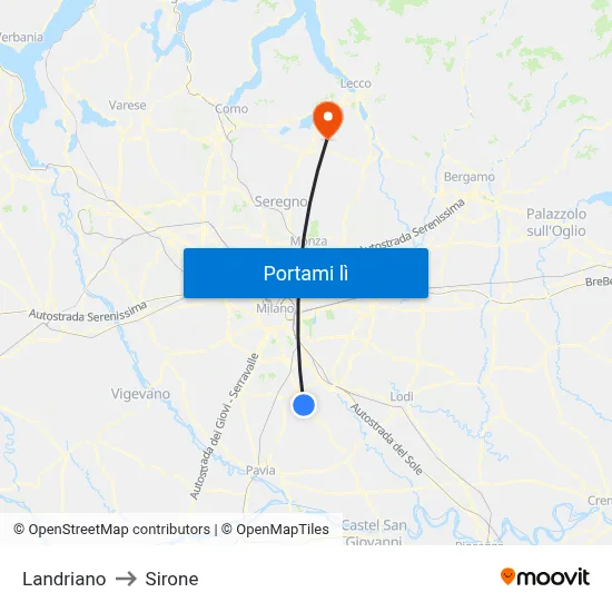 Landriano to Sirone map