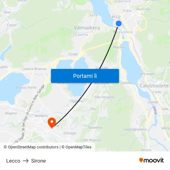 Lecco to Sirone map