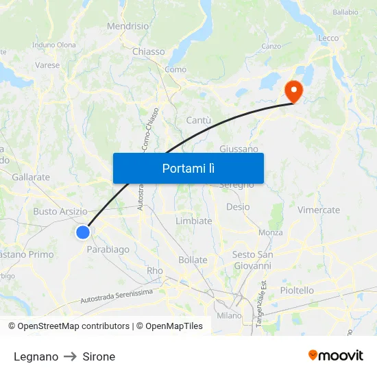 Legnano to Sirone map
