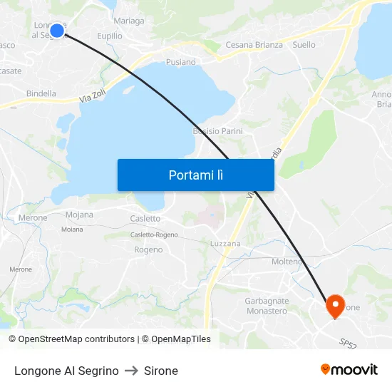 Longone Al Segrino to Sirone map