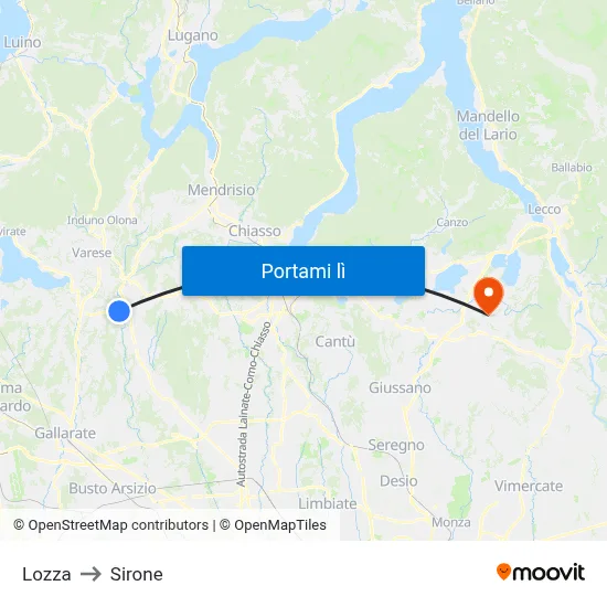 Lozza to Sirone map