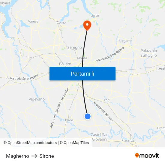 Magherno to Sirone map