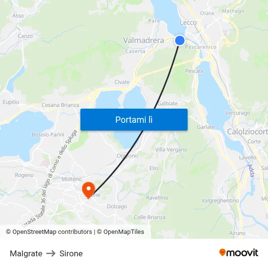 Malgrate to Sirone map
