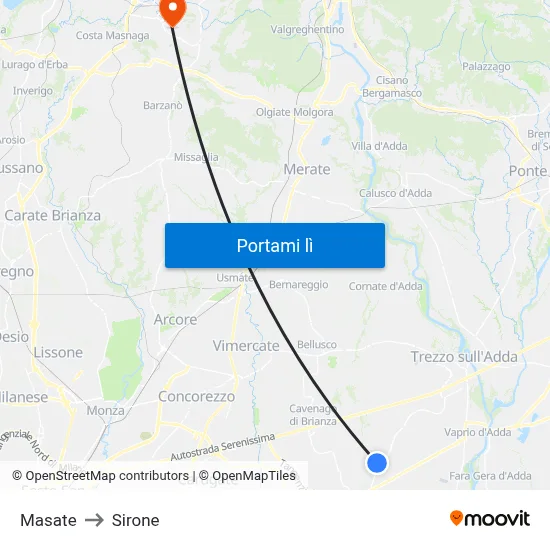 Masate to Sirone map