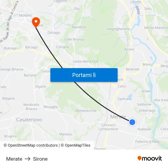 Merate to Sirone map