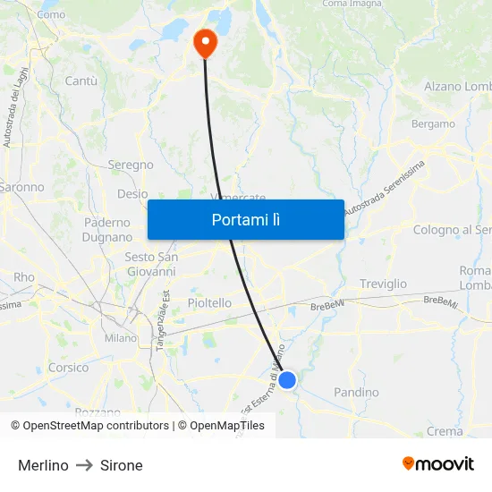 Merlino to Sirone map