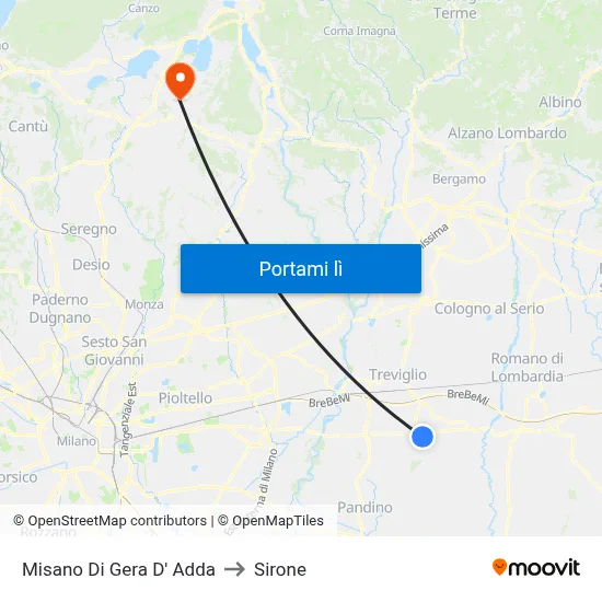 Misano Di Gera D' Adda to Sirone map
