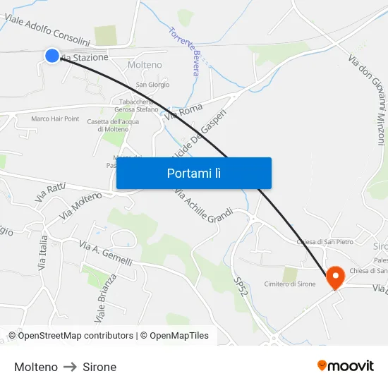 Molteno to Sirone map