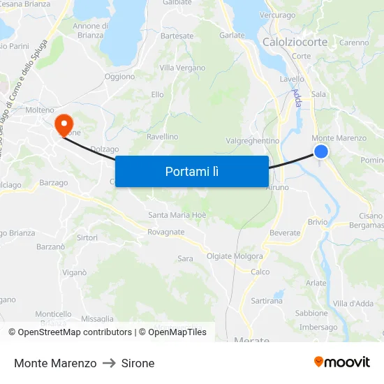 Monte Marenzo to Sirone map
