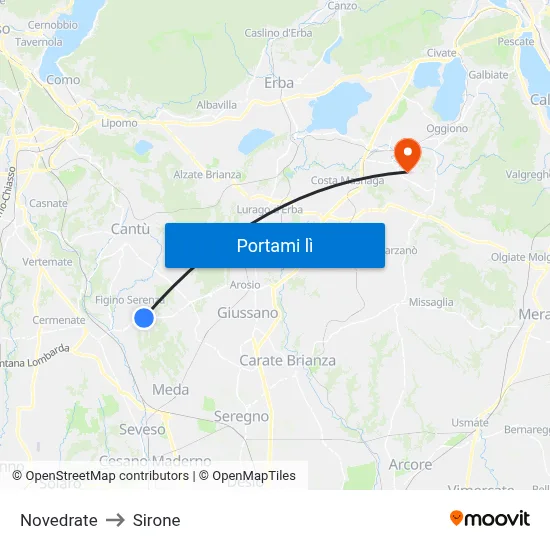 Novedrate to Sirone map