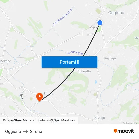 Oggiono to Sirone map