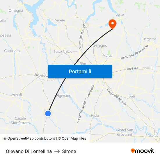 Olevano Di Lomellina to Sirone map