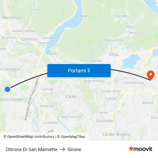 Oltrona Di San Mamette to Sirone map