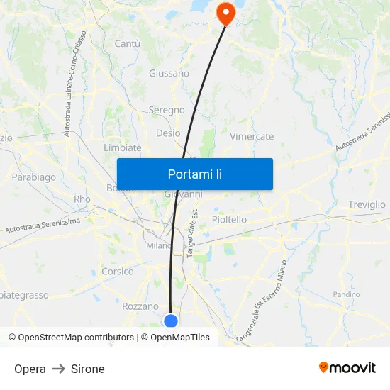 Opera to Sirone map