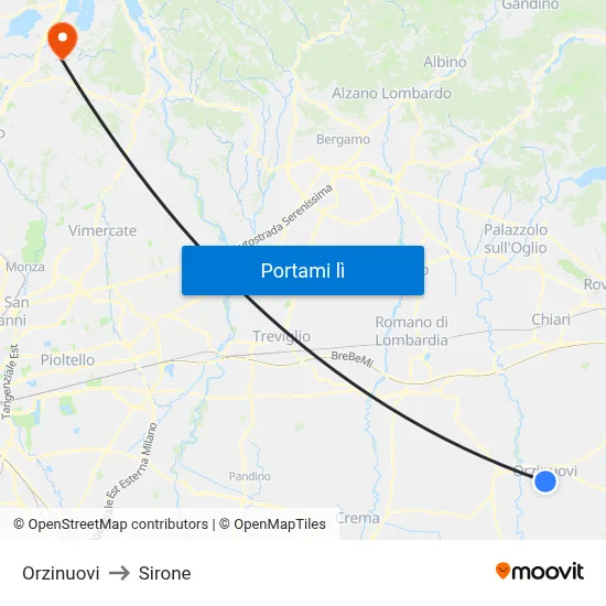 Orzinuovi to Sirone map