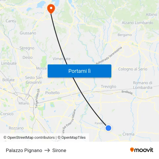 Palazzo Pignano to Sirone map