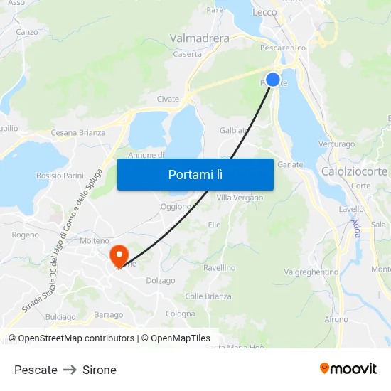 Pescate to Sirone map